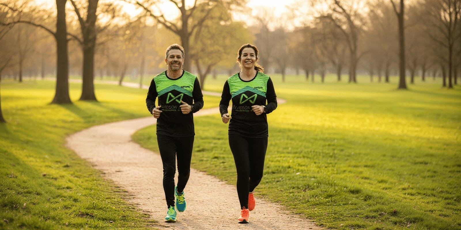 Grupo de alunos correndo no parque